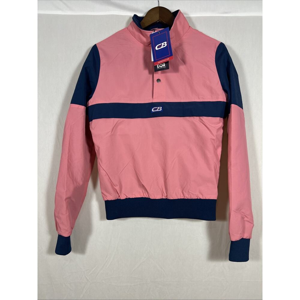 CB Sports Pullover Windbreaker Jacket Pink Blue Colorblock Size M NWT